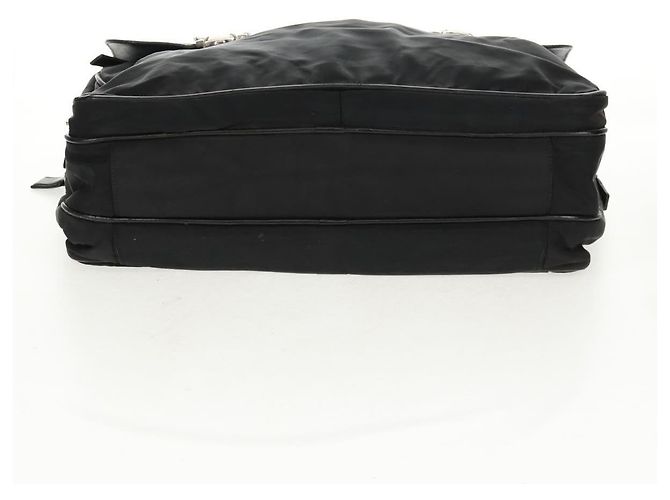 PRADA Borsa a mano in nylon pelle nera argento autentica bs32080 Nero - vista 6