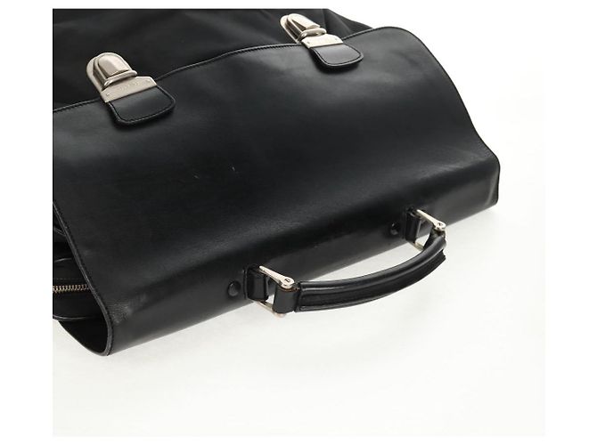 PRADA Borsa a mano in nylon pelle nera argento autentica bs32080 Nero - vista 7