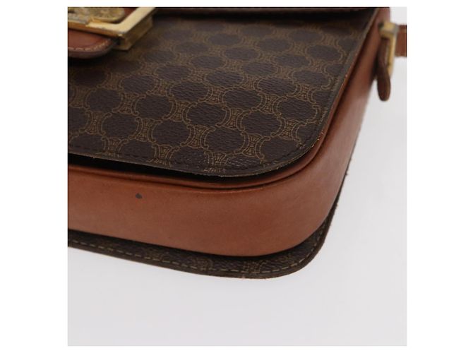 Céline Borsa in tela Macadam Celine con motivo carrozza in pelle PVC marrone e oro Auth 159345 D'oro - vista 15