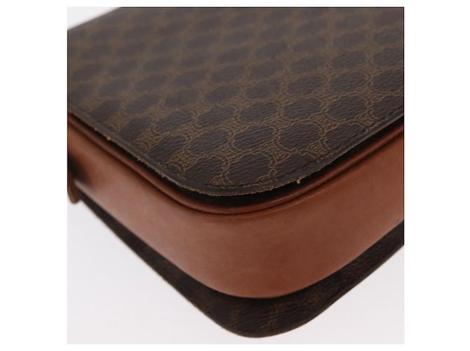 Céline Borsa in tela Macadam Celine con motivo carrozza in pelle PVC marrone e oro Auth 159345 D'oro - vista 16