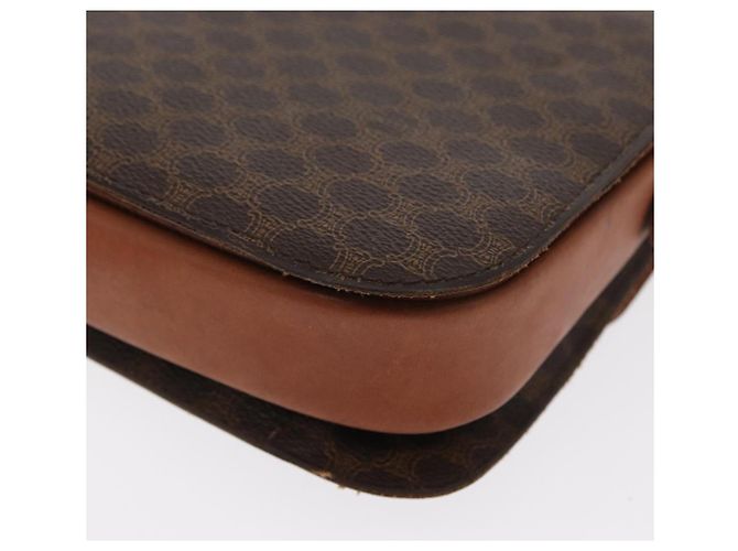 Céline Borsa in tela Macadam Celine con motivo carrozza in pelle PVC marrone e oro Auth 159345 D'oro - vista 17