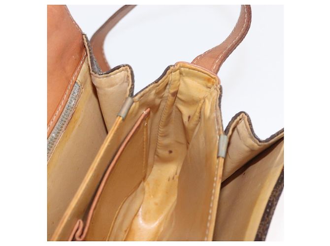 Céline Borsa in tela Macadam Celine con motivo carrozza in pelle PVC marrone e oro Auth 159345 D'oro - vista 20