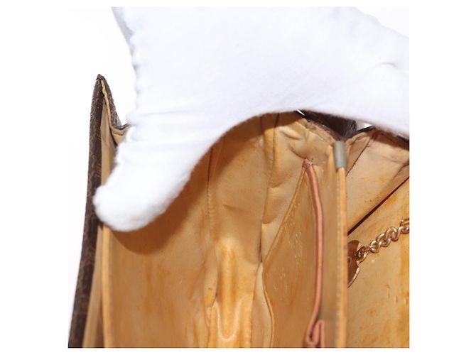 Céline Borsa in tela Macadam Celine con motivo carrozza in pelle PVC marrone e oro Auth 159345 D'oro - vista 21