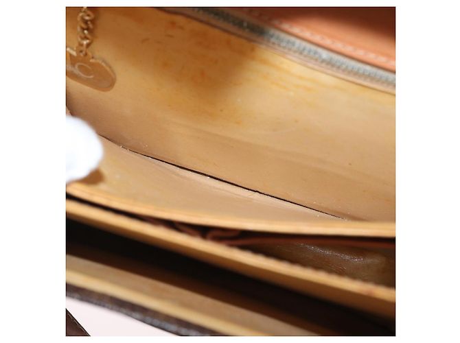 Céline Borsa in tela Macadam Celine con motivo carrozza in pelle PVC marrone e oro Auth 159345 D'oro - vista 22