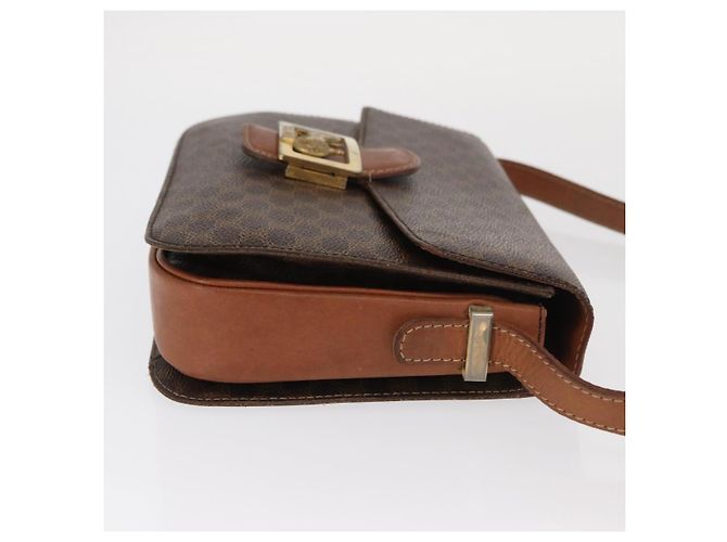 Céline Borsa in tela Macadam Celine con motivo carrozza in pelle PVC marrone e oro Auth 159345 D'oro - vista 3