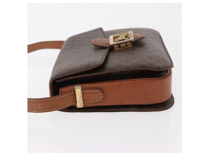 Céline Borsa in tela Macadam Celine con motivo carrozza in pelle PVC marrone e oro Auth 159345 D'oro - vista 4