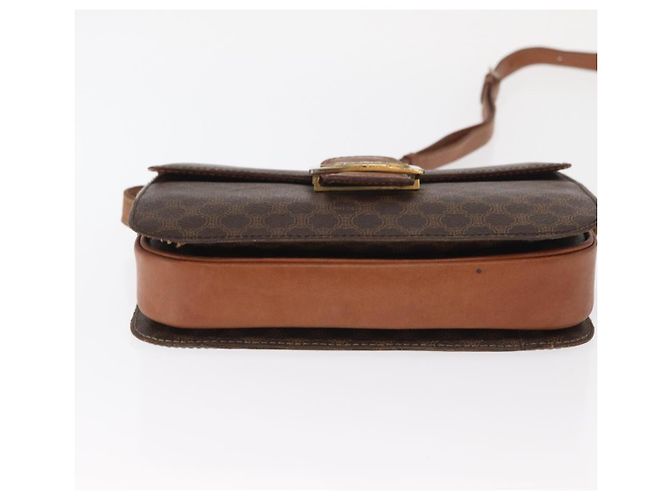 Céline Borsa in tela Macadam Celine con motivo carrozza in pelle PVC marrone e oro Auth 159345 D'oro - vista 5