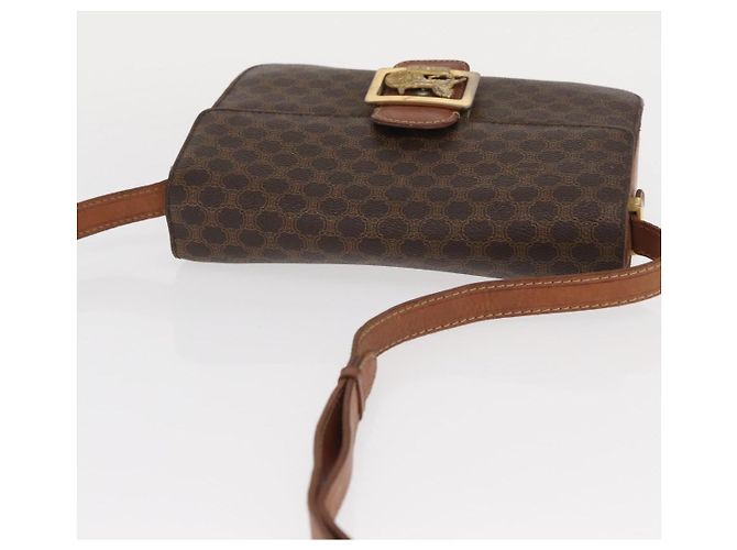 Céline Borsa in tela Macadam Celine con motivo carrozza in pelle PVC marrone e oro Auth 159345 D'oro - vista 6