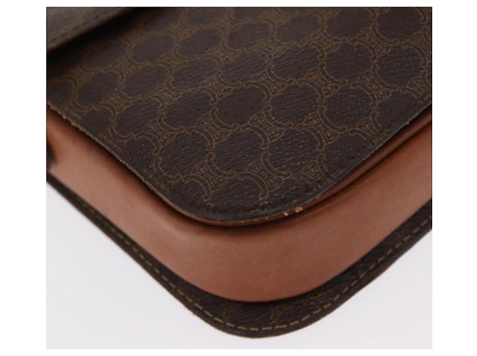 Céline Borsa in tela Macadam Celine con motivo carrozza in pelle PVC marrone e oro Auth 159345 D'oro - vista 8