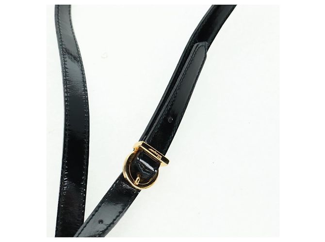 Borsa a spalla Salvatore Ferragamo in pelle verniciata nera e oro Auth ka1226 Nero D'oro - vista 9