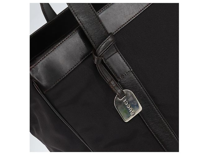 Borsa Tote GUCCI in nylon marrone argento 002 3754 0404 Auth bs31952 - vista 10