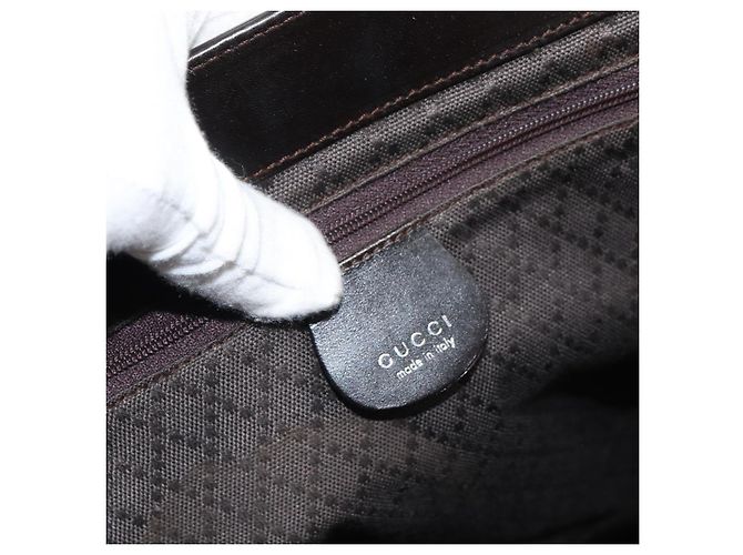 Borsa Tote GUCCI in nylon marrone argento 002 3754 0404 Auth bs31952 - vista 17