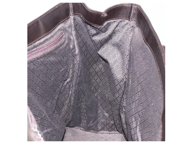 Borsa Tote GUCCI in nylon marrone argento 002 3754 0404 Auth bs31952 - vista 18