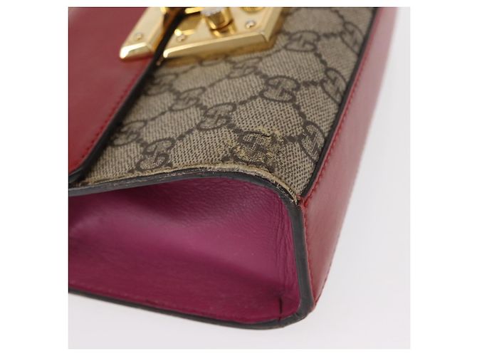 Gucci Borsa a Spalla GG Supreme Chain in PVC Beige Oro 409487 Auth gh1509 D'oro - vista 14