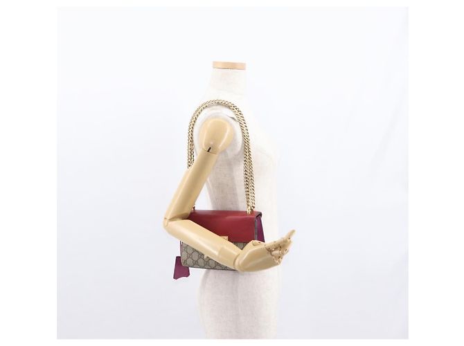Gucci Borsa a Spalla GG Supreme Chain in PVC Beige Oro 409487 Auth gh1509 D'oro - vista 23