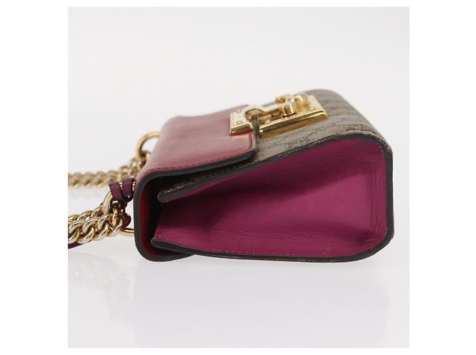 Gucci Borsa a Spalla GG Supreme Chain in PVC Beige Oro 409487 Auth gh1509 D'oro - vista 4