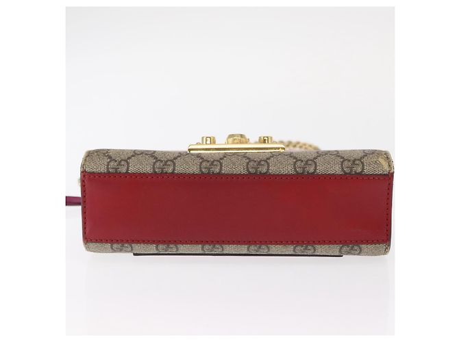Gucci Borsa a Spalla GG Supreme Chain in PVC Beige Oro 409487 Auth gh1509 D'oro - vista 5