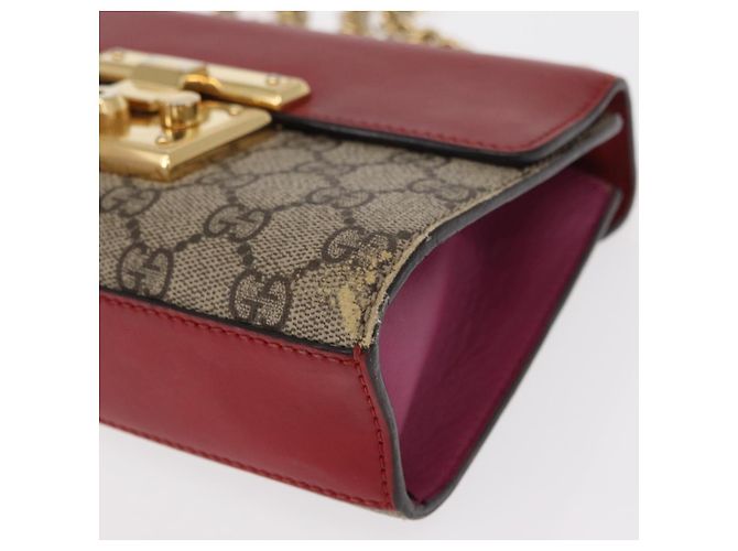 Gucci Borsa a Spalla GG Supreme Chain in PVC Beige Oro 409487 Auth gh1509 D'oro - vista 9