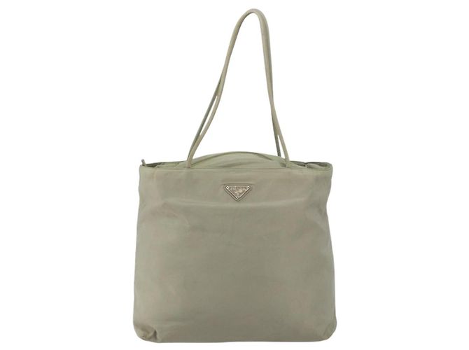 PRADA Tote Bag aus Nylon Khaki Silber authentisch gh1543 - Ansicht 13