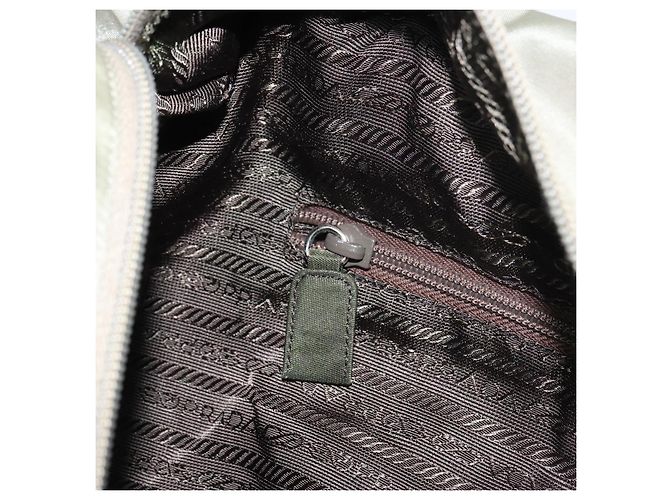 PRADA Tote Bag aus Nylon Khaki Silber authentisch gh1543 - Ansicht 21
