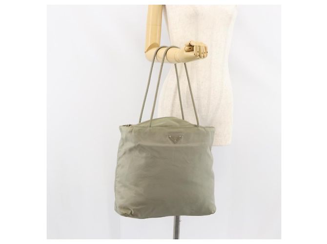 PRADA Tote Bag aus Nylon Khaki Silber authentisch gh1543 - Ansicht 23