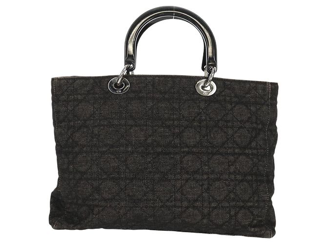 Christian Dior Borsa Lady Dior Canage in denim nero e argento Auth 160182 - vista 2