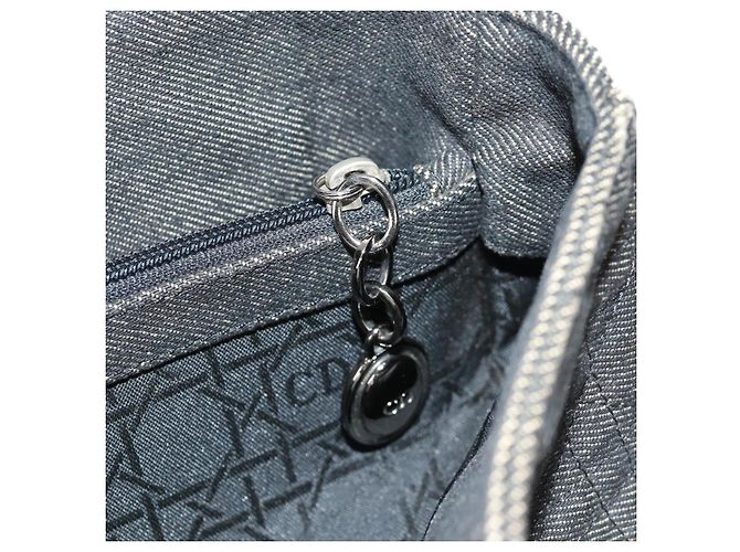 Christian Dior Borsa Lady Dior Canage in denim nero e argento Auth 160182 - vista 21