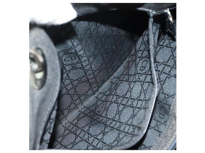 Christian Dior Borsa Lady Dior Canage in denim nero e argento Auth 160182 - vista 23