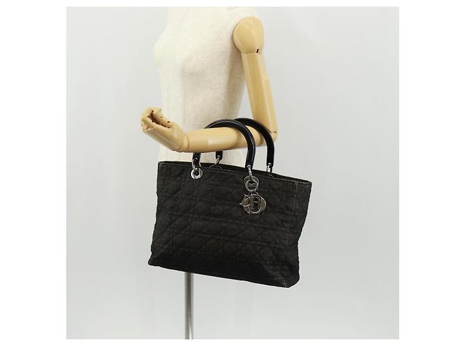 Christian Dior Borsa Lady Dior Canage in denim nero e argento Auth 160182 - vista 24