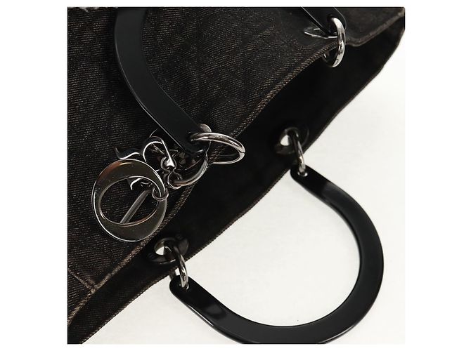 Christian Dior Borsa Lady Dior Canage in denim nero e argento Auth 160182 - vista 6