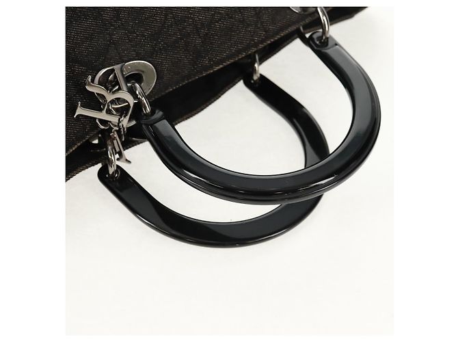 Christian Dior Borsa Lady Dior Canage in denim nero e argento Auth 160182 - vista 7