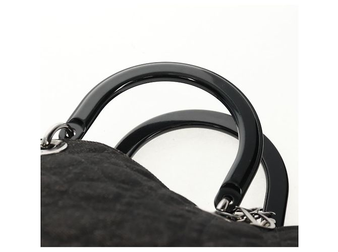 Christian Dior Borsa Lady Dior Canage in denim nero e argento Auth 160182 - vista 8
