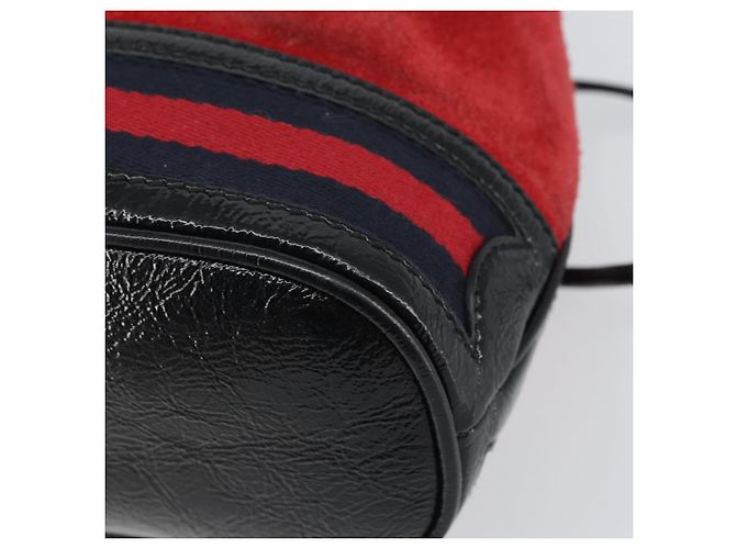 Borsa a Spalla Gucci Sherry Line Camoscio Rosso Oro Blu Navy 550620 Auth 159356 D'oro - vista 15