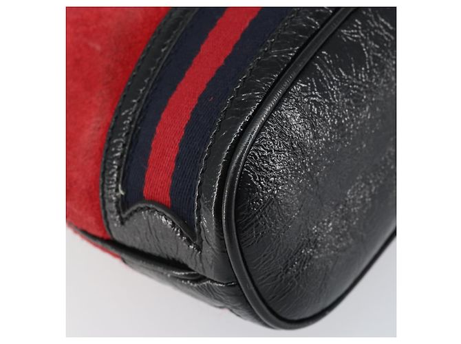 Borsa a Spalla Gucci Sherry Line Camoscio Rosso Oro Blu Navy 550620 Auth 159356 D'oro - vista 16