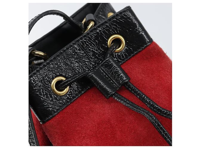 Borsa a Spalla Gucci Sherry Line Camoscio Rosso Oro Blu Navy 550620 Auth 159356 D'oro - vista 17