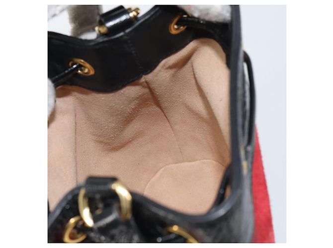 Borsa a Spalla Gucci Sherry Line Camoscio Rosso Oro Blu Navy 550620 Auth 159356 D'oro - vista 20