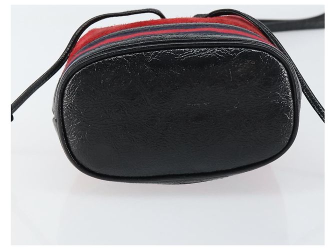 Borsa a Spalla Gucci Sherry Line Camoscio Rosso Oro Blu Navy 550620 Auth 159356 D'oro - vista 5