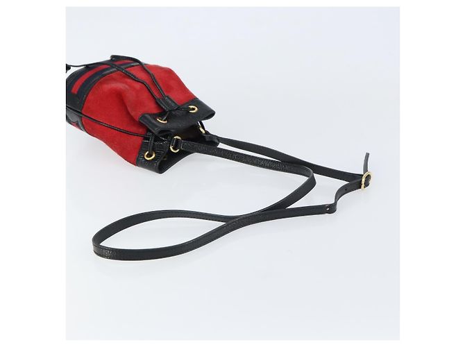 Borsa a Spalla Gucci Sherry Line Camoscio Rosso Oro Blu Navy 550620 Auth 159356 D'oro - vista 7