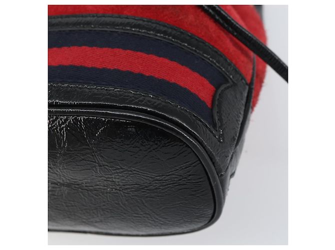 Borsa a Spalla Gucci Sherry Line Camoscio Rosso Oro Blu Navy 550620 Auth 159356 D'oro - vista 9
