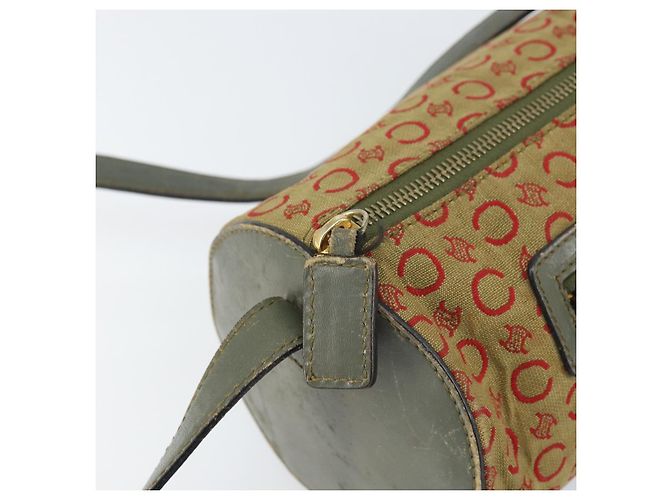 Céline Borsa a Spalla in Tela Macadam C di CELINE Khaki Oro Auth 159213 D'oro Cachi - vista 10