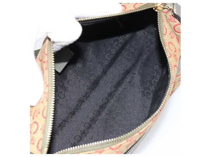 Céline Borsa a Spalla in Tela Macadam C di CELINE Khaki Oro Auth 159213 D'oro Cachi - vista 11