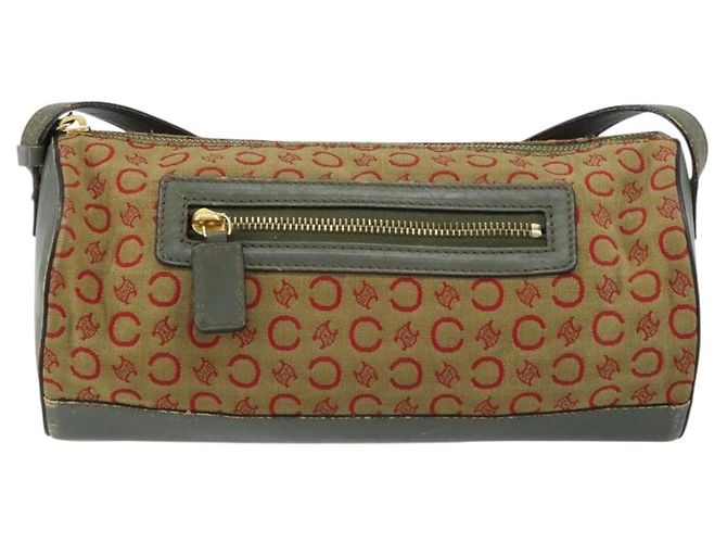 Céline Borsa a Spalla in Tela Macadam C di CELINE Khaki Oro Auth 159213 D'oro Cachi - vista 13