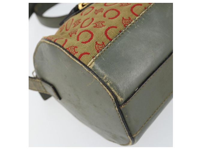 Céline Borsa a Spalla in Tela Macadam C di CELINE Khaki Oro Auth 159213 D'oro Cachi - vista 14