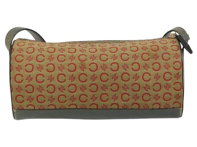 Céline Borsa a Spalla in Tela Macadam C di CELINE Khaki Oro Auth 159213 D'oro Cachi - vista 2