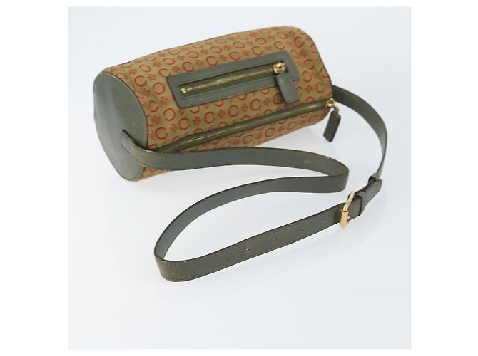 Céline Borsa a Spalla in Tela Macadam C di CELINE Khaki Oro Auth 159213 D'oro Cachi - vista 7