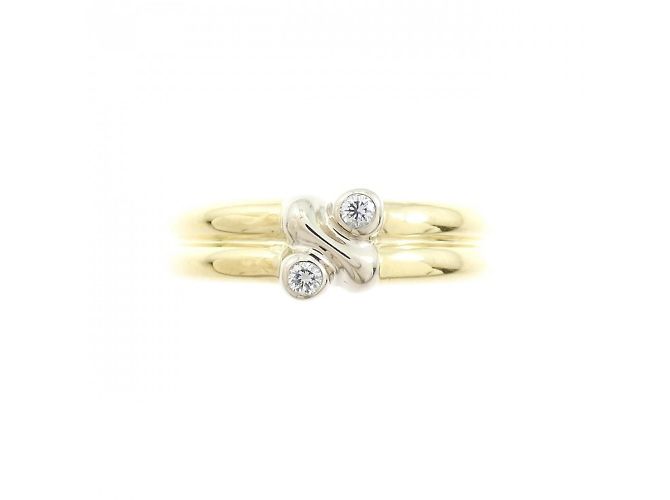 Anello con diamante Tiffany & Co in oro bianco e giallo 18K D'oro - vista 2