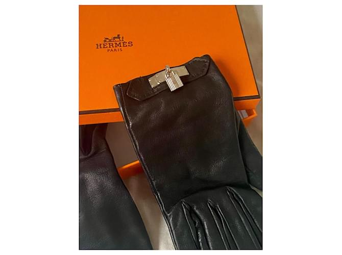 Hermès Lederhandschuhe "Soya" Hermes Größe 6,5 Schwarz - Ansicht 2