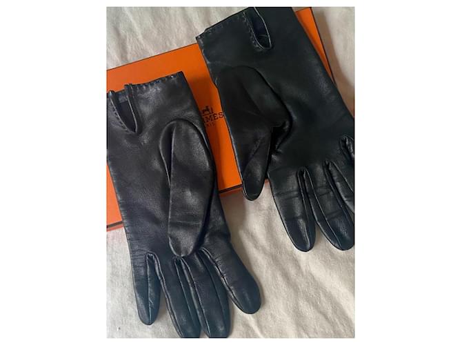 Hermès Lederhandschuhe "Soya" Hermes Größe 6,5 Schwarz - Ansicht 3