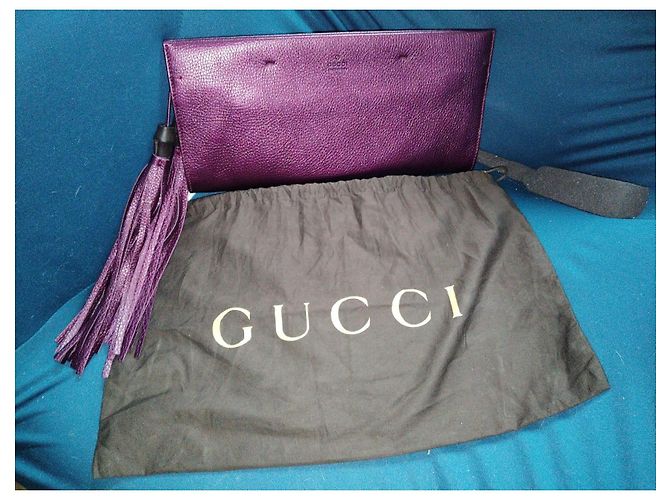 Pochette Gucci in pelle grana viola Porpora - vista 2