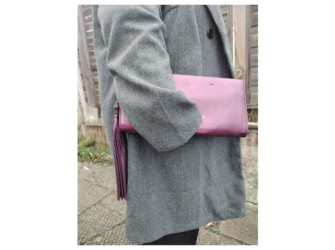 Pochette Gucci in pelle grana viola Porpora - vista 8